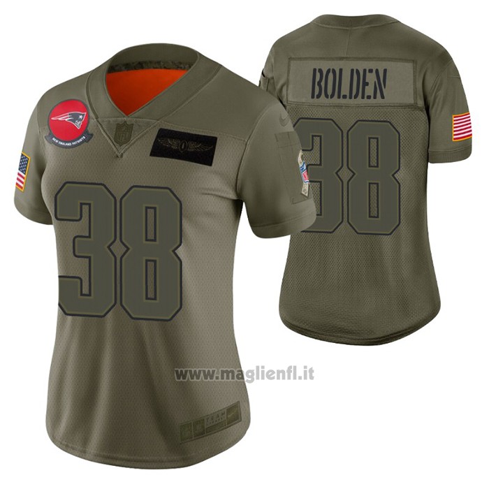 Maglia NFL Limited Donna New England Patriots Brandon Bolden 2019 Salute To Service Verde
